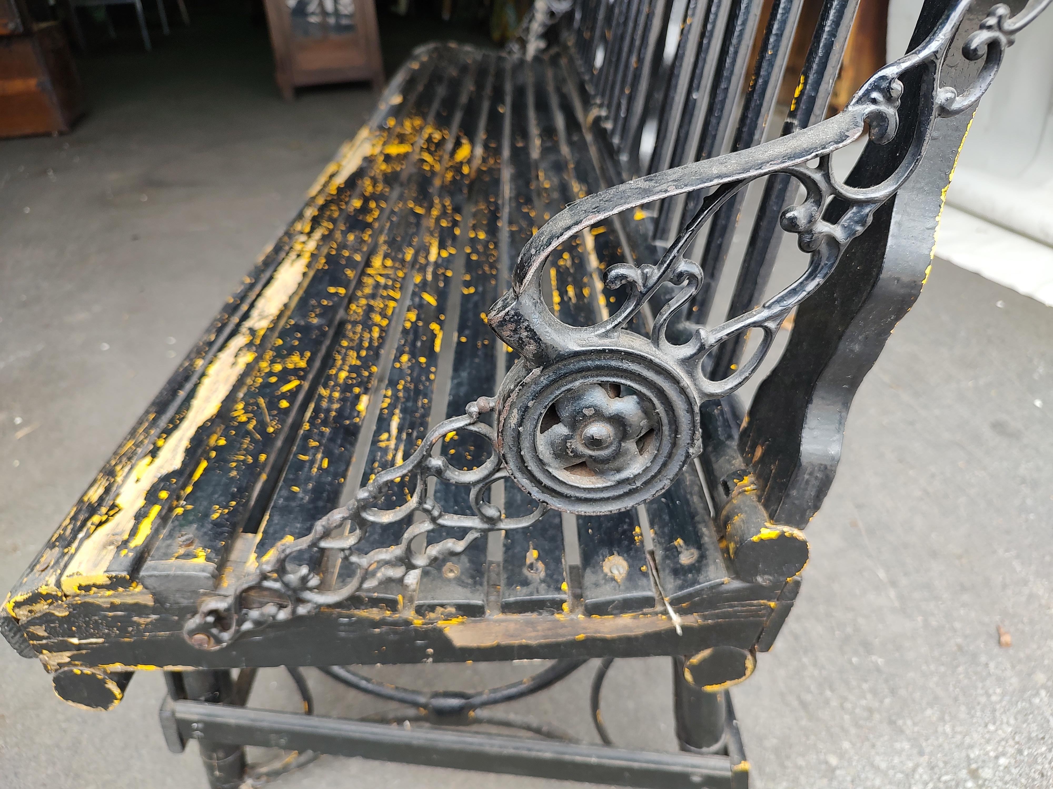 Late 19th Century Wooden Foldup Train Station Bench Seat For Sale 2