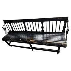Late 19th Century Wooden Foldup Train Station Bench Seat