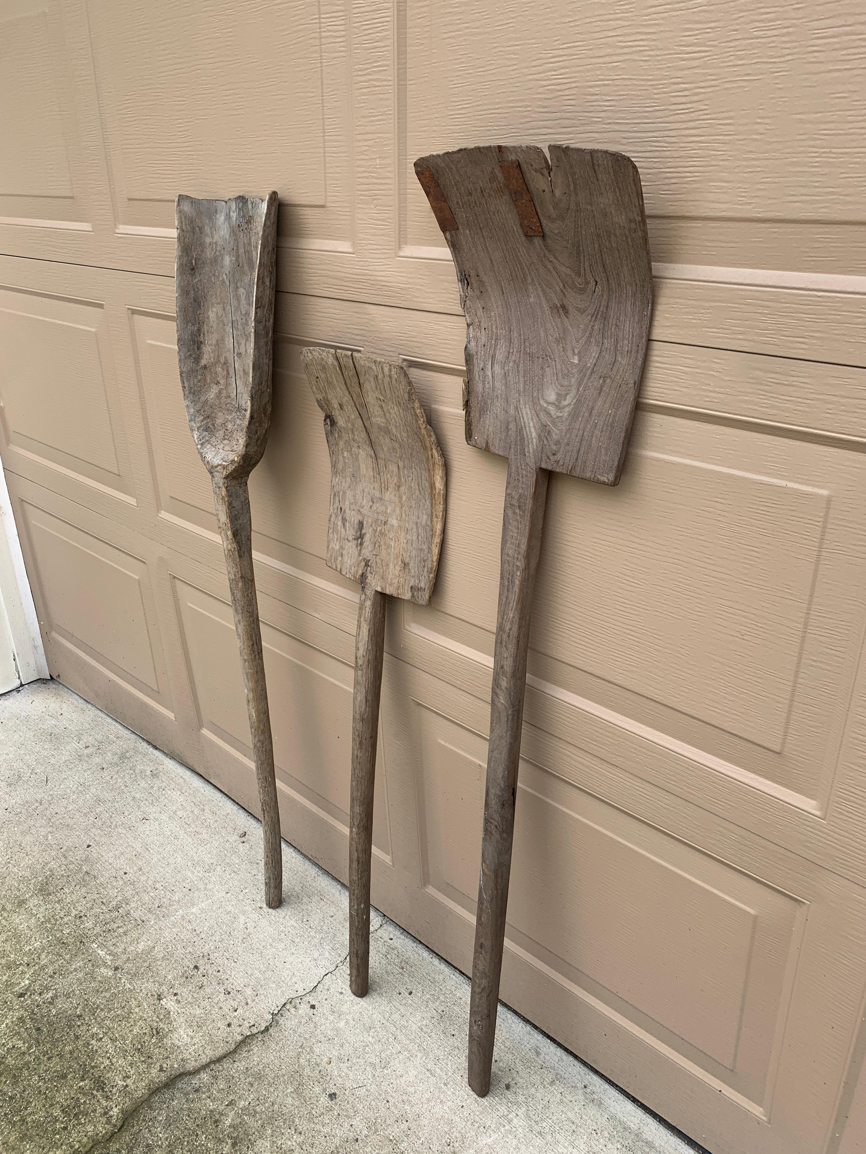 Rustic Late 19th Century Wooden Garden Tools, Set of Three For Sale