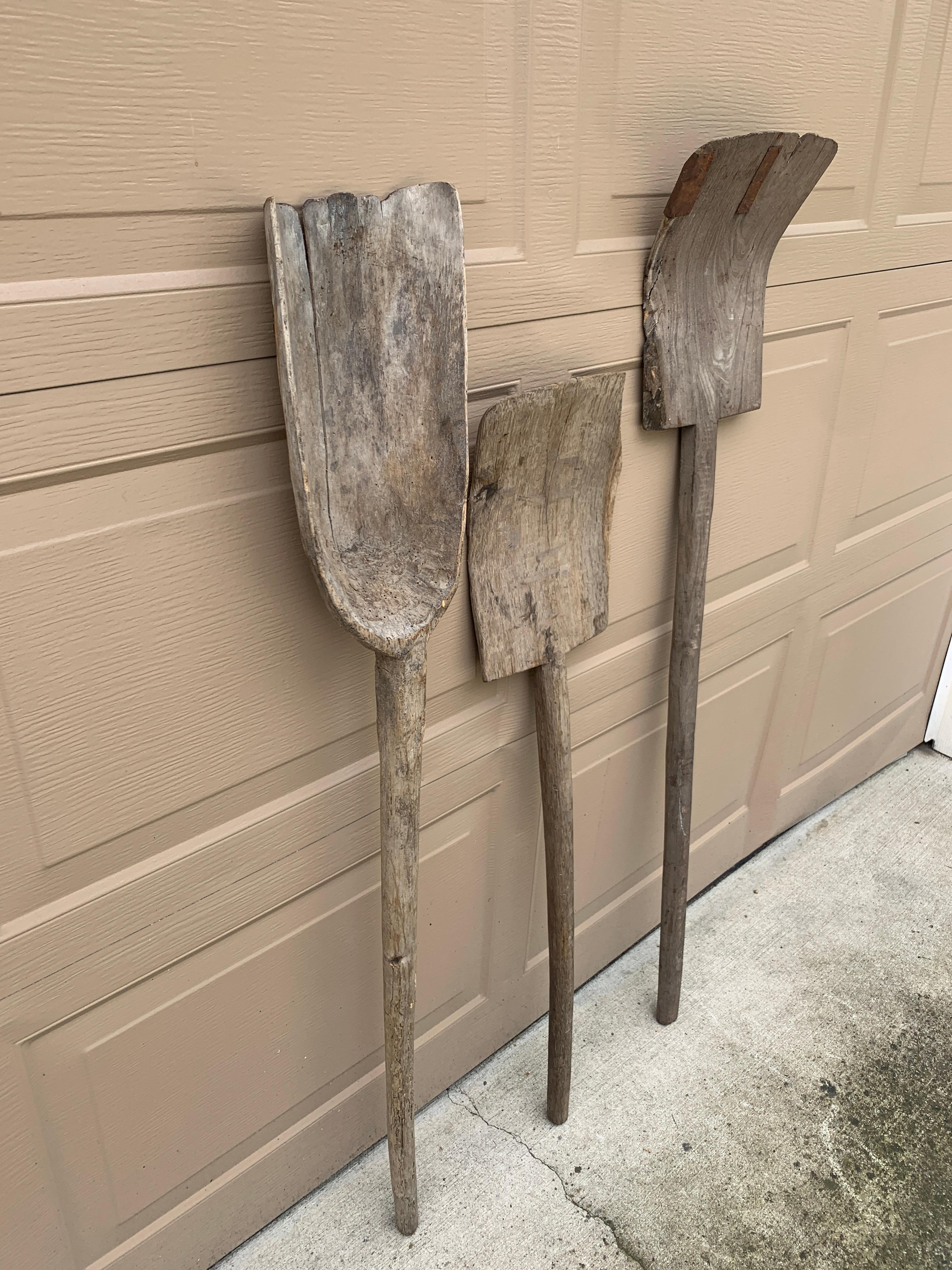 American Late 19th Century Wooden Garden Tools, Set of Three For Sale