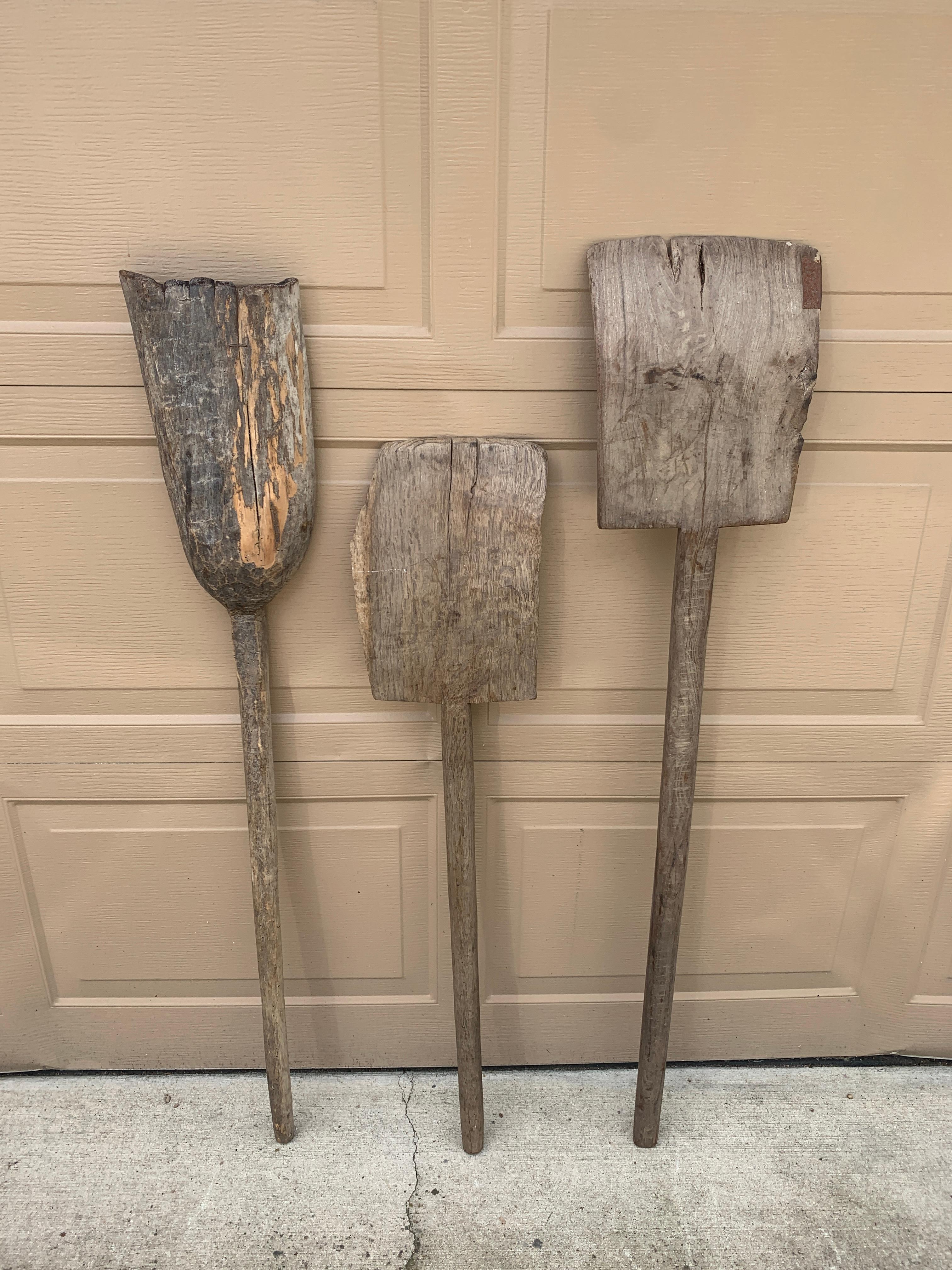 Late 19th Century Wooden Garden Tools, Set of Three In Good Condition For Sale In Elkhart, IN