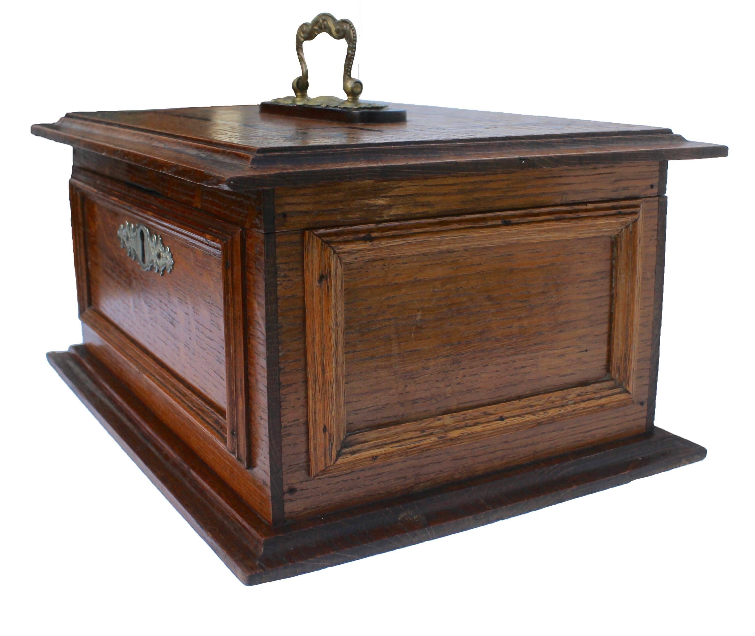 Austrian Late 19th Century Wooden Oak Box with Inlay Works, Austria, circa 1890