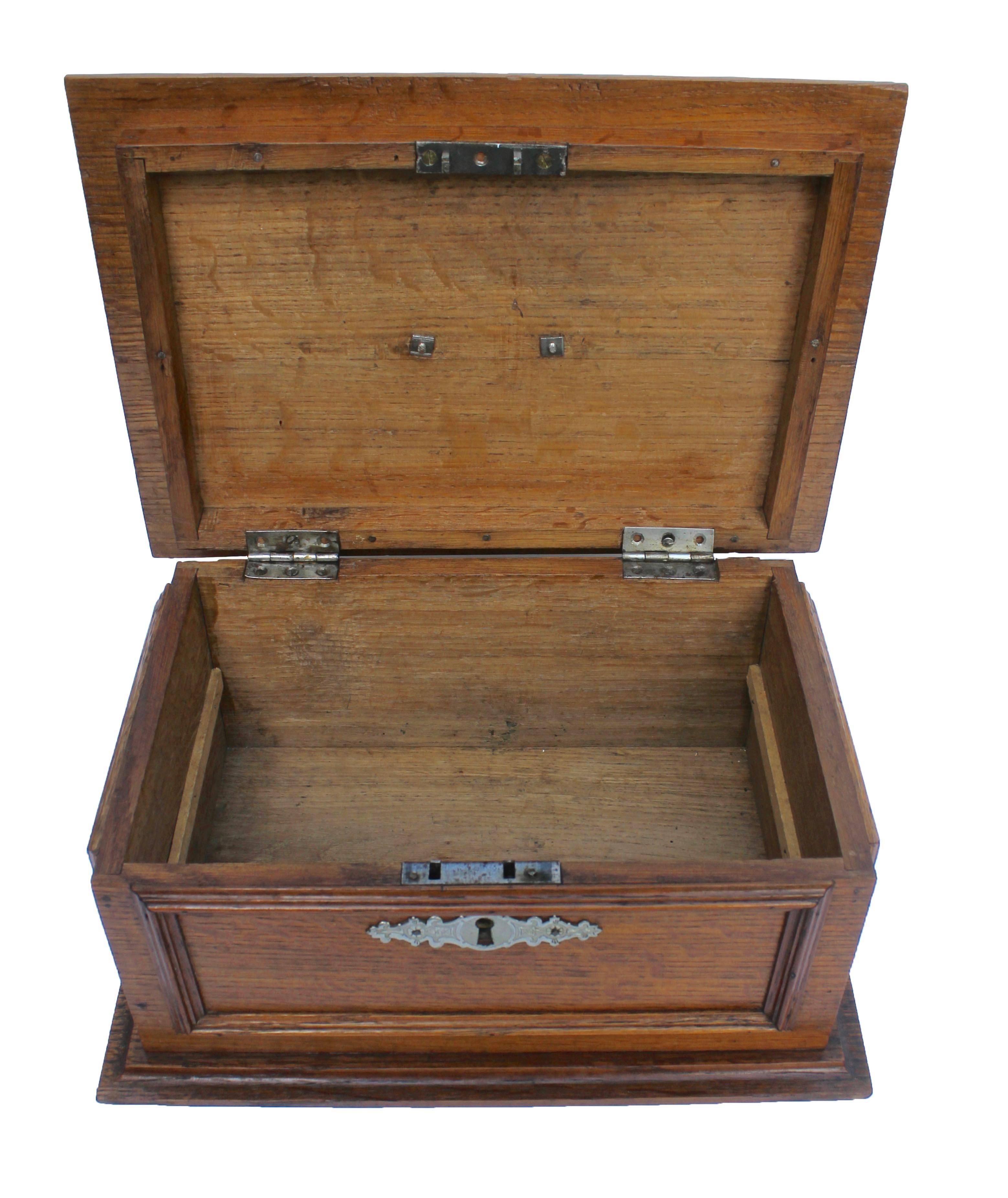Late 19th Century Wooden Oak Box with Inlay Works, Austria, circa 1890 2