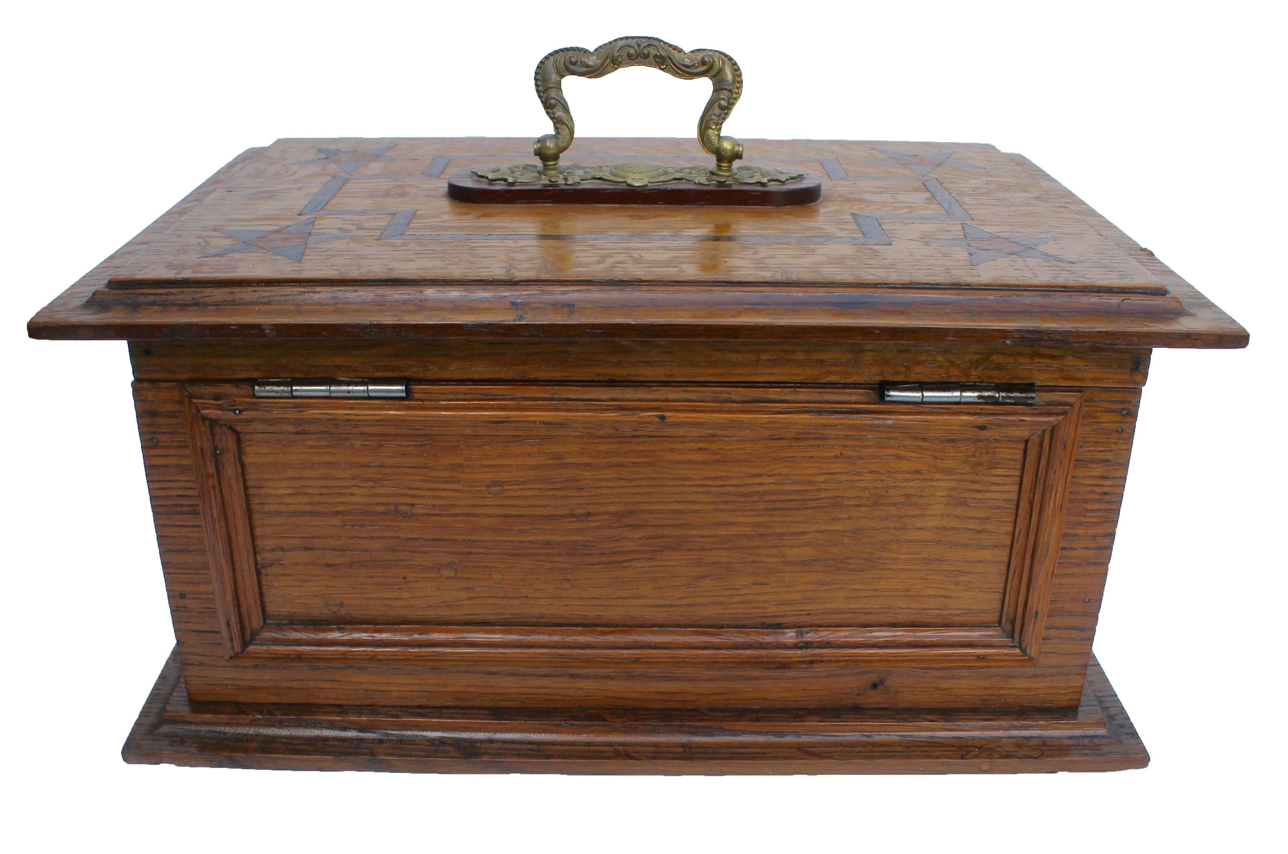 Late 19th Century Wooden Oak Box with Inlay Works, Austria, circa 1890 3
