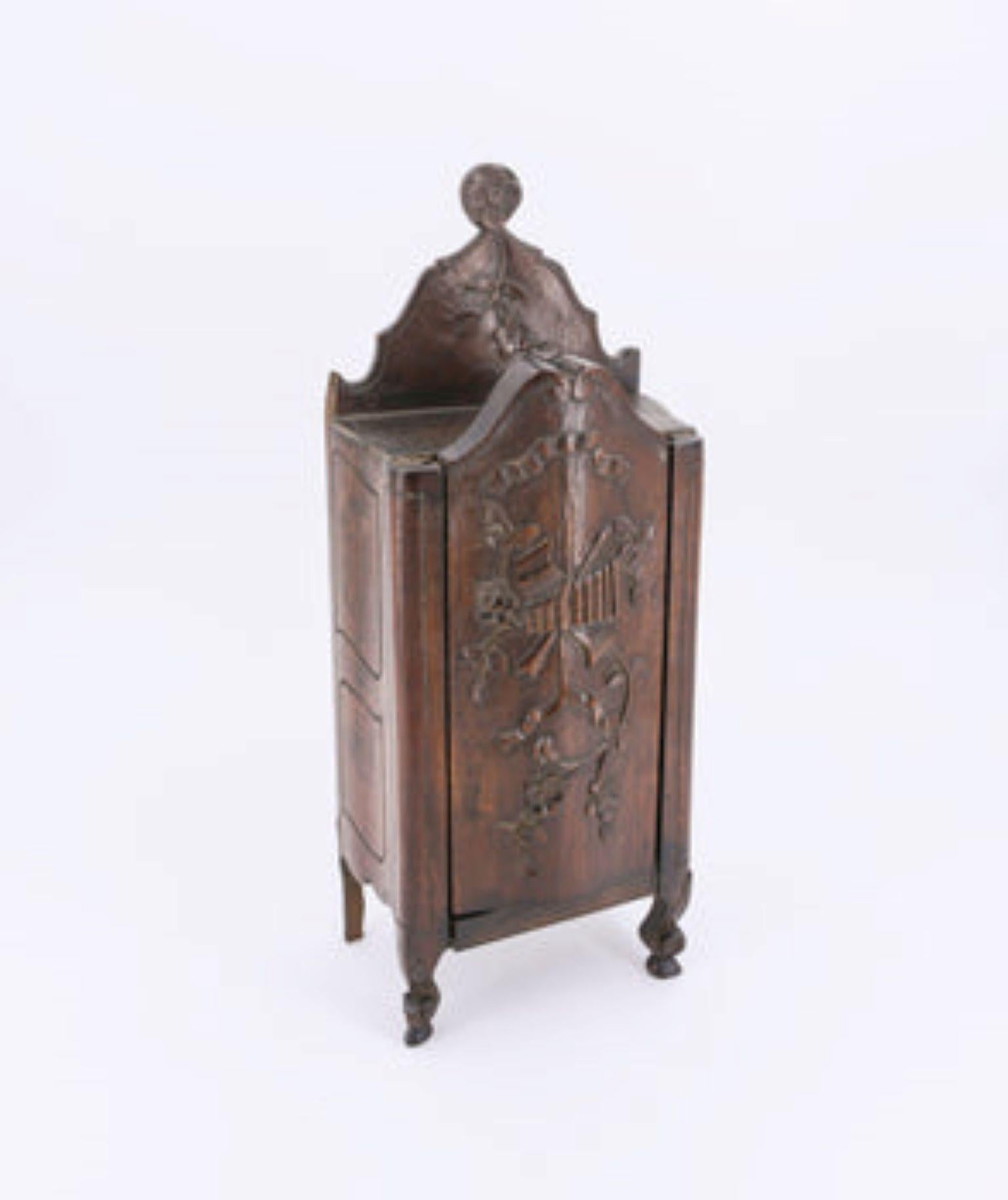 French Provincial Late 19th Century Wooden Salt Box For Sale