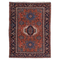 Late 19th Century Wool Rug - Geometric Design Handmade Rug
