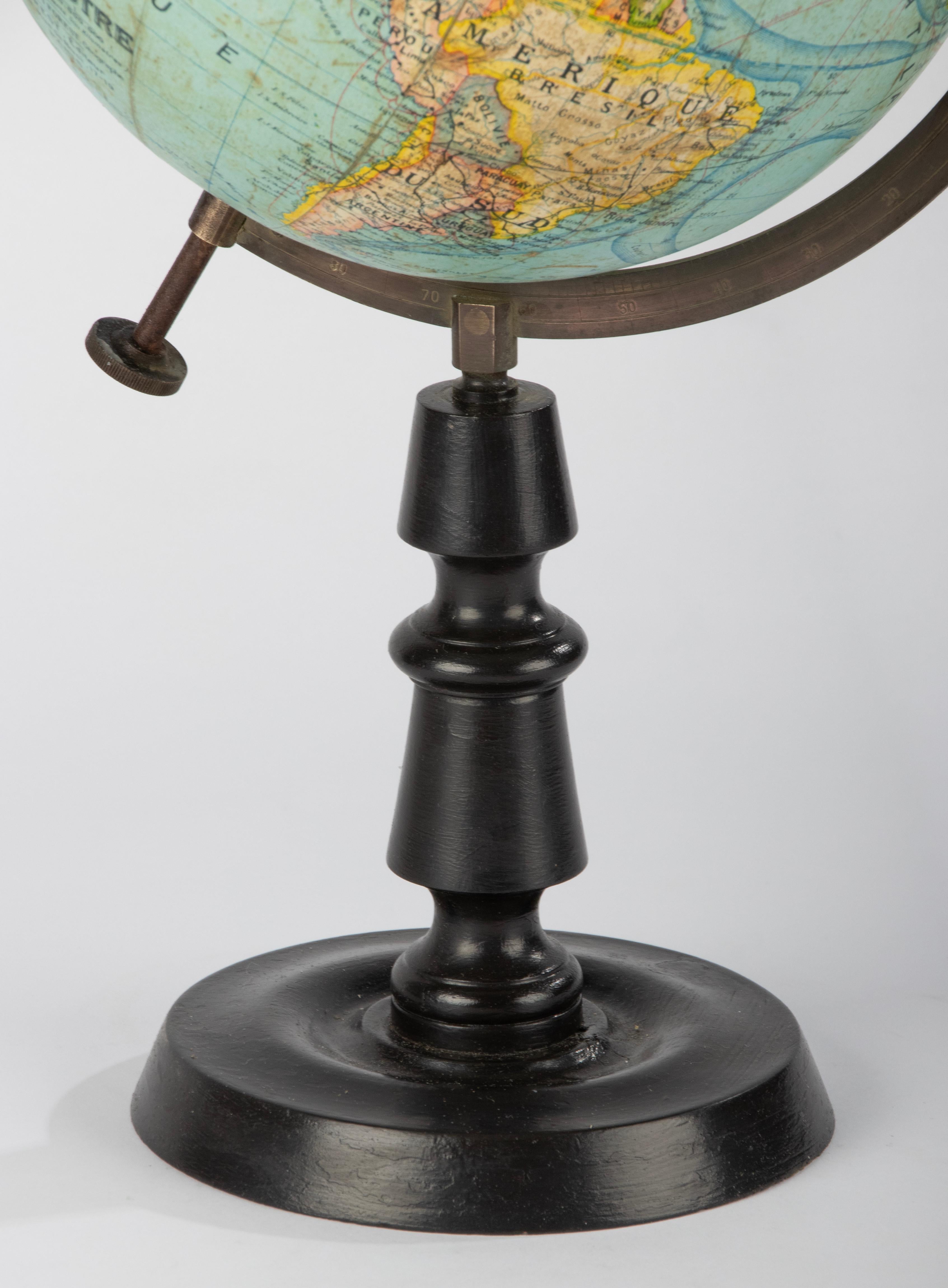 Hand-Carved Late 19th Century World Globe - Edited by J. Forest Paris - Globe Terrestre For Sale