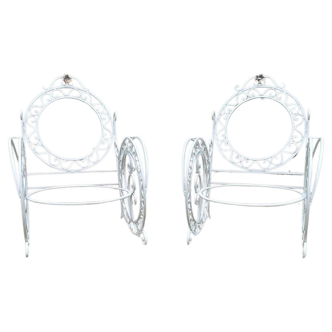 Late 19th Century Wrought Iron French Chairs - a Pair