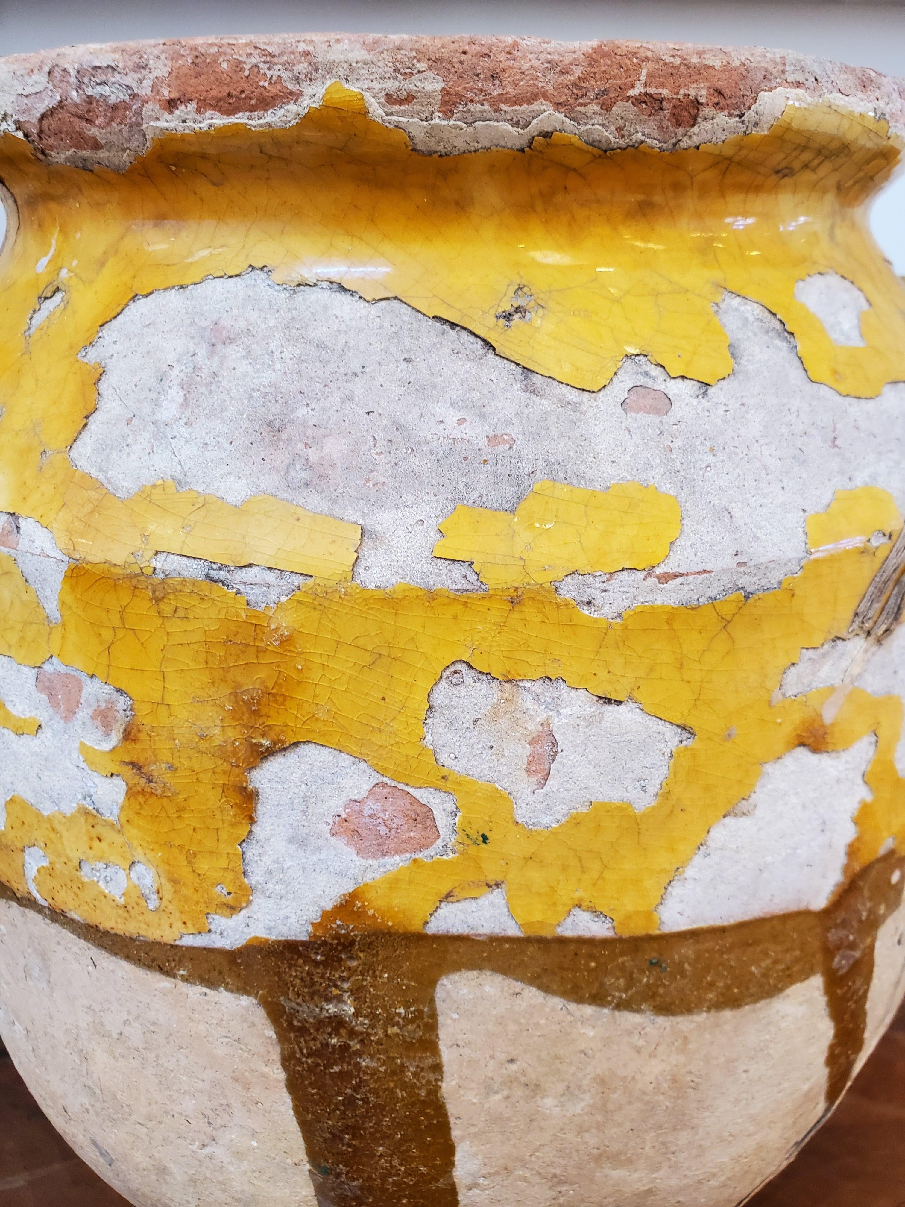 Late 19th Century Yellow Glazed Terra Cotta French Provincial Confit Pot For Sale 7