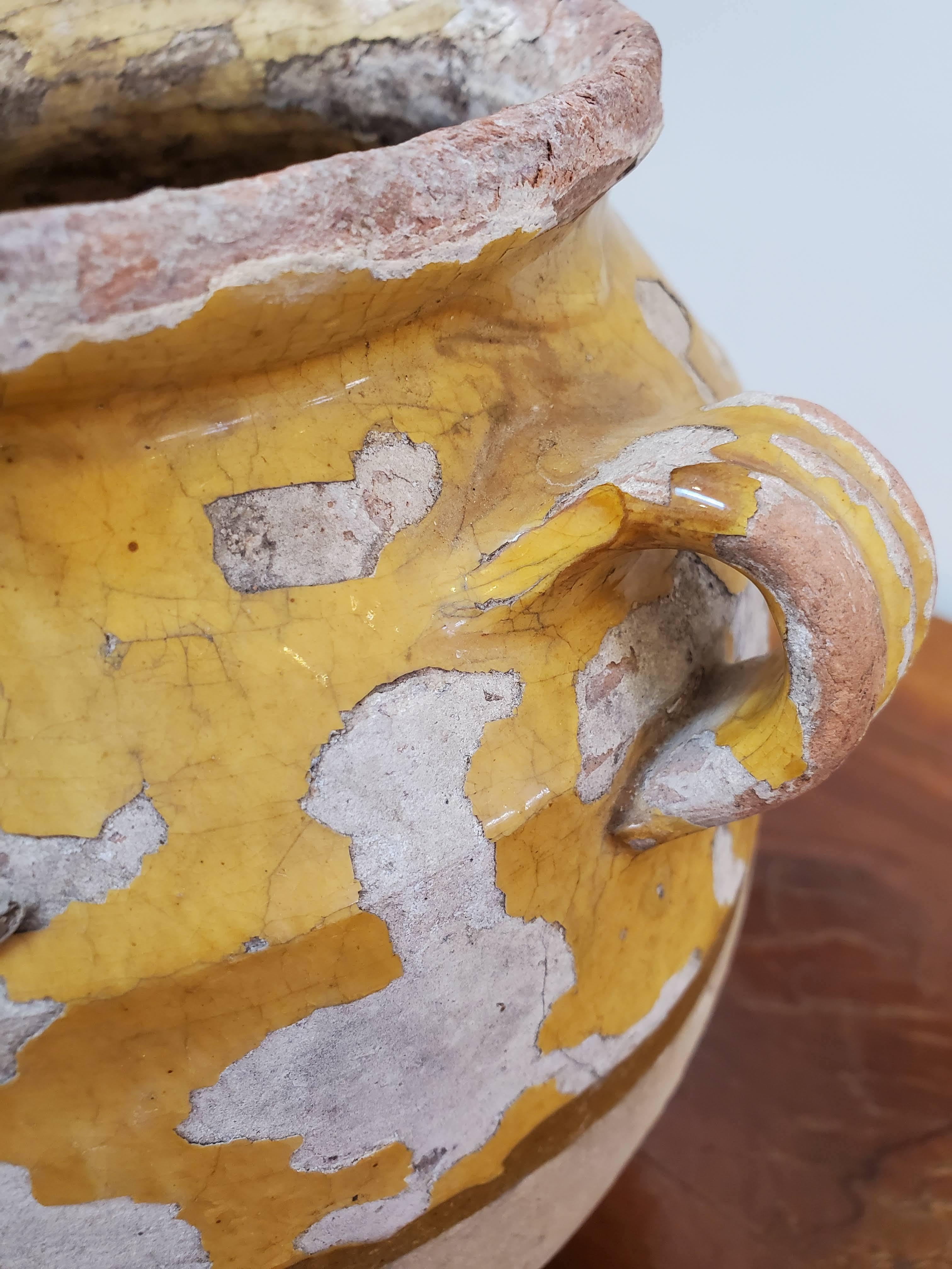 Late 19th Century Yellow Glazed Terra Cotta French Provincial Confit Pot For Sale 5