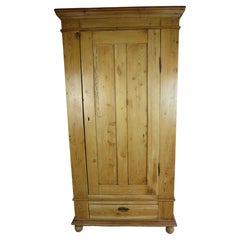 Late 19th Century Yellow Pine Armoire with Single Door and Lower Drawer