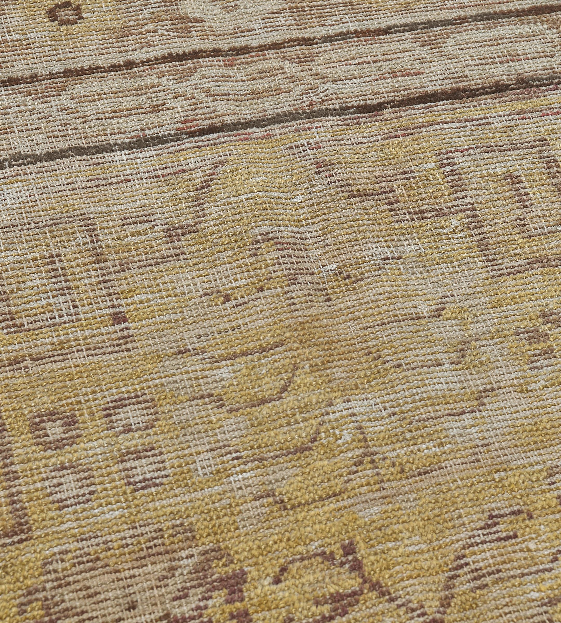 Late 19th Century Yellow Wool Khotan Rug from East Turkestan In Good Condition For Sale In West Hollywood, CA