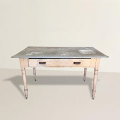 Late 19th Century Zinc-Top Garden Table