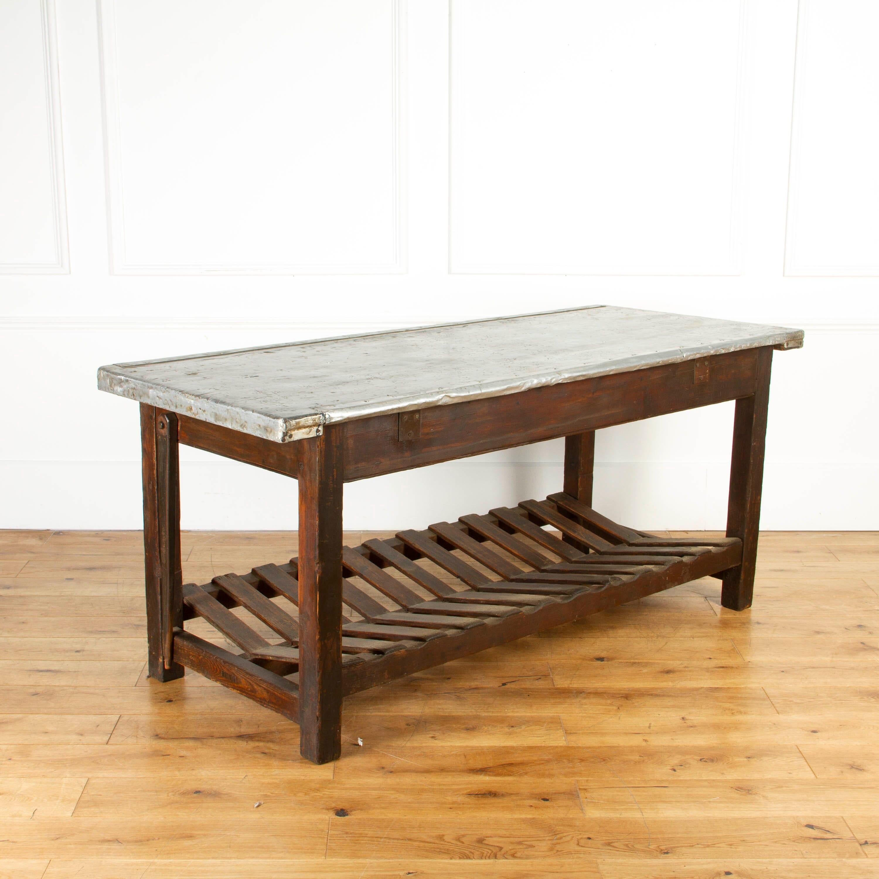 Country Late 19th Century Zinc Top Table