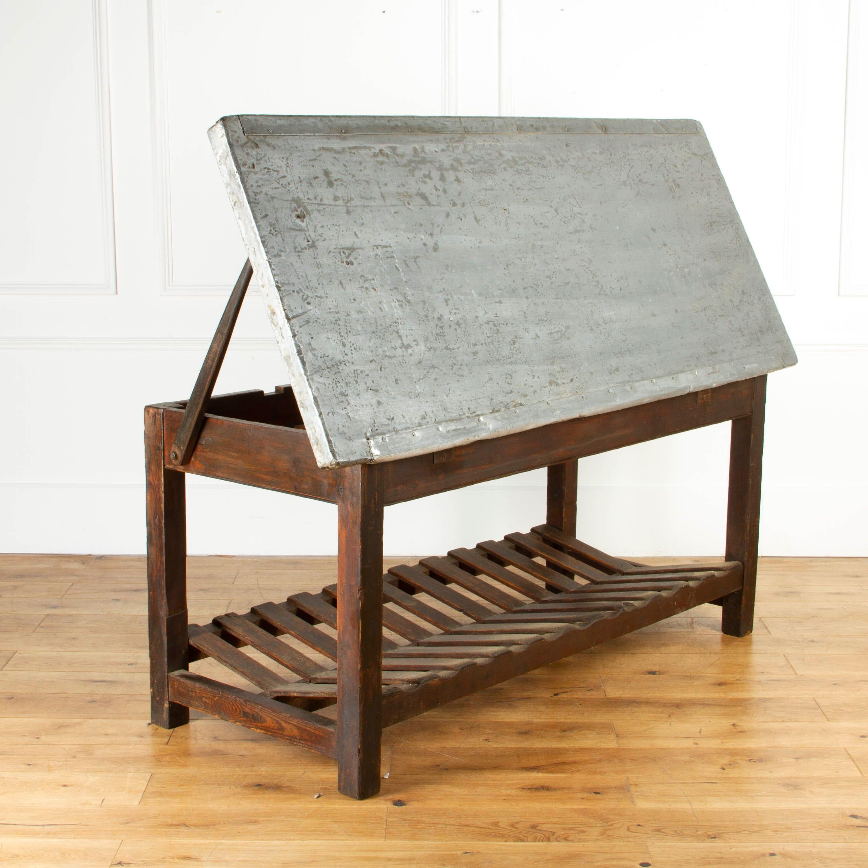 English Late 19th Century Zinc Top Table