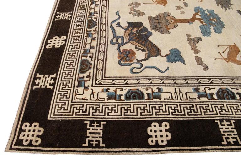 Tapis Ancien Asiatique - Coton Et Laine, Nœud Fin, 165x95cm, Original Avec Certificat