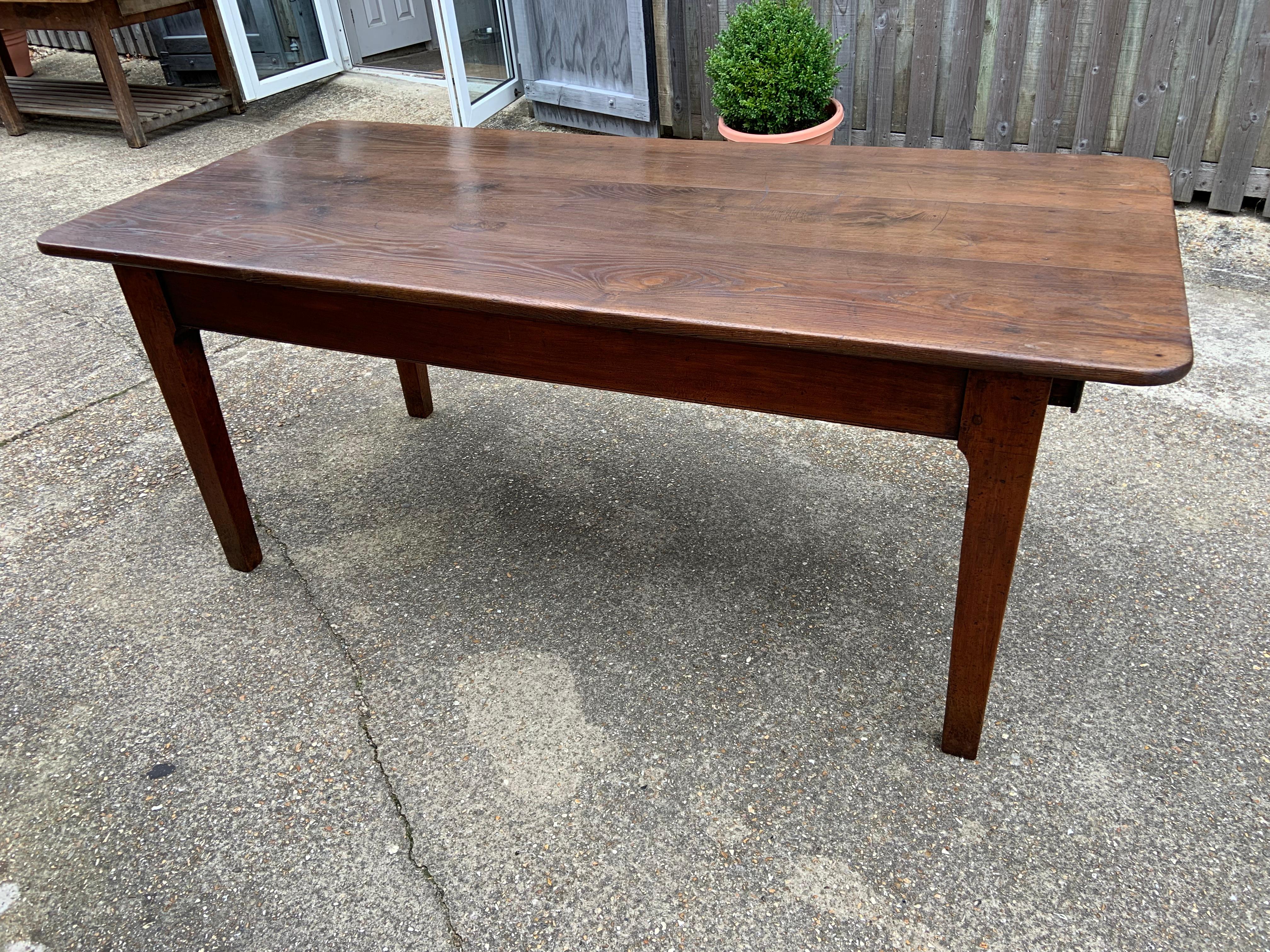 French Provincial Late 19th Chestnut Farmhouse Table