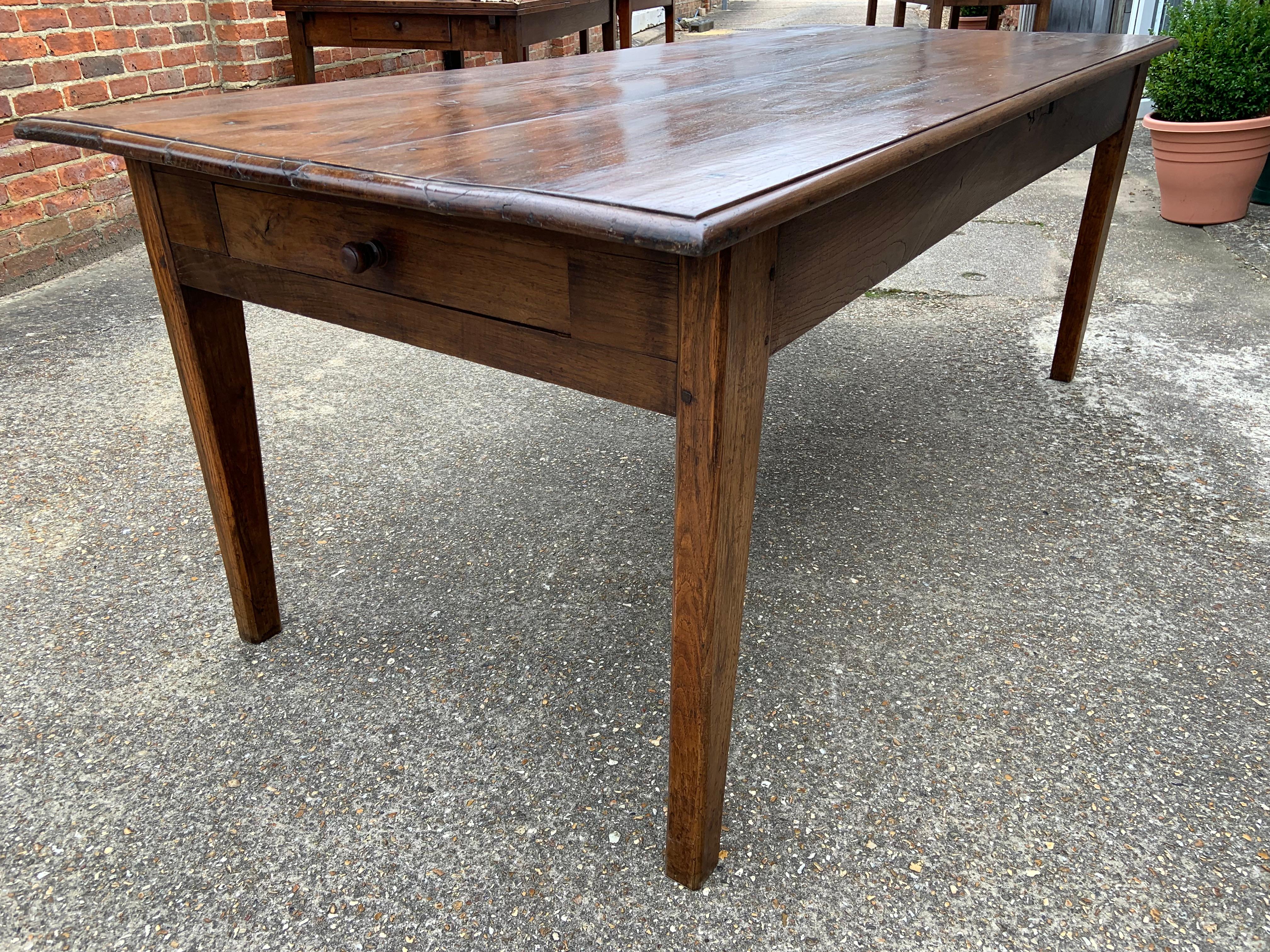 French Late 19th Chestnut Farmhouse Table