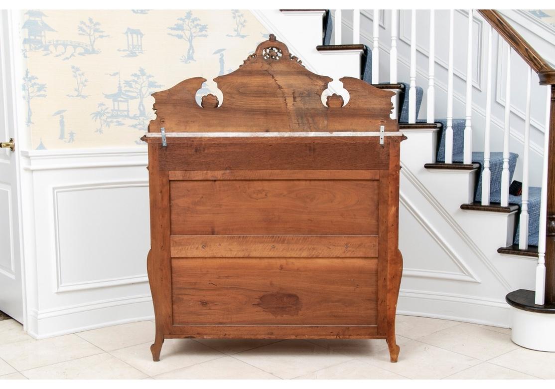 Late 19th-Early 20th C. French Walnut Carved Tiered Marble Top Server For Sale 9