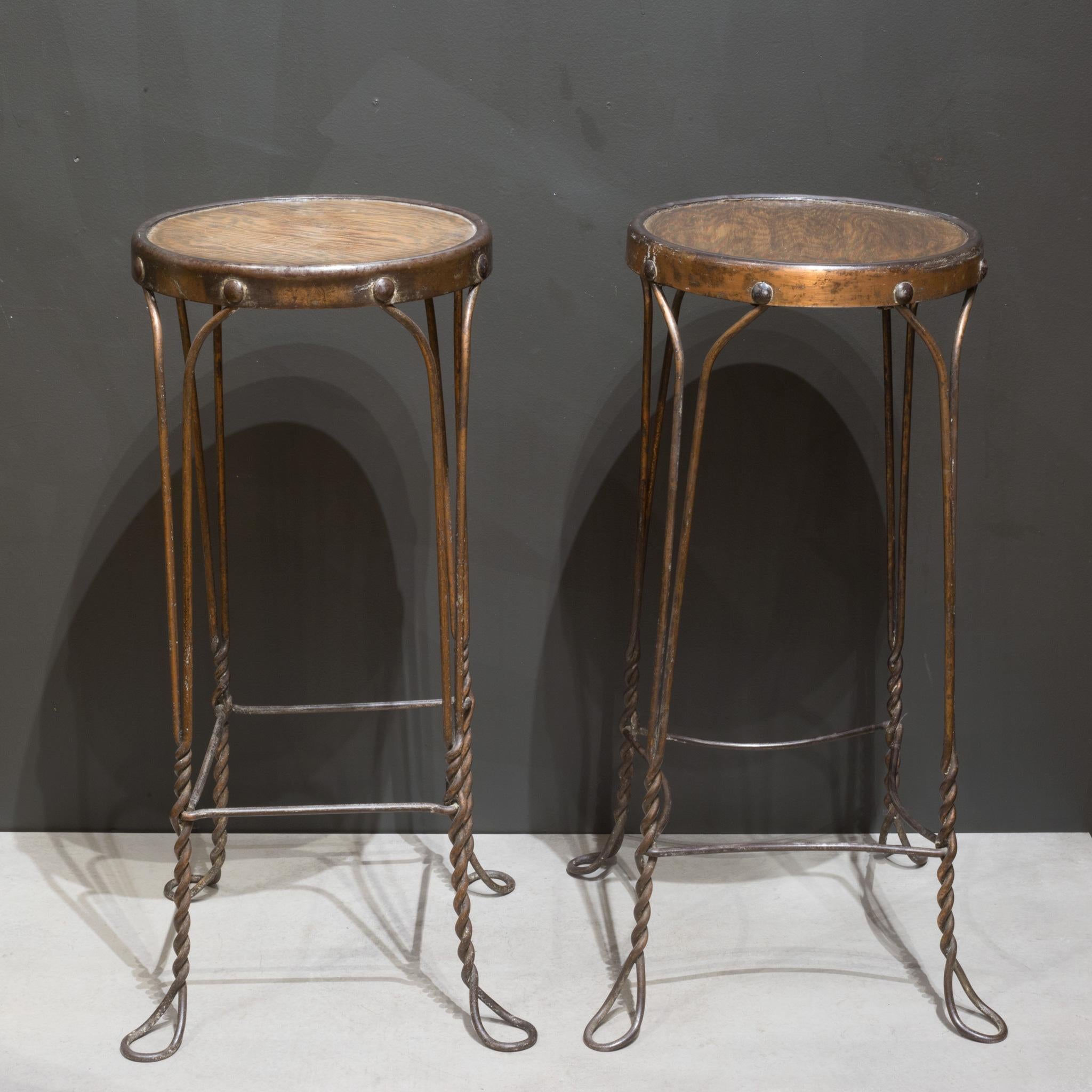 Industrial Late 19th/Early 20th c. Ice Cream Parlor Copper Plated Wire Stools c.1890-1910