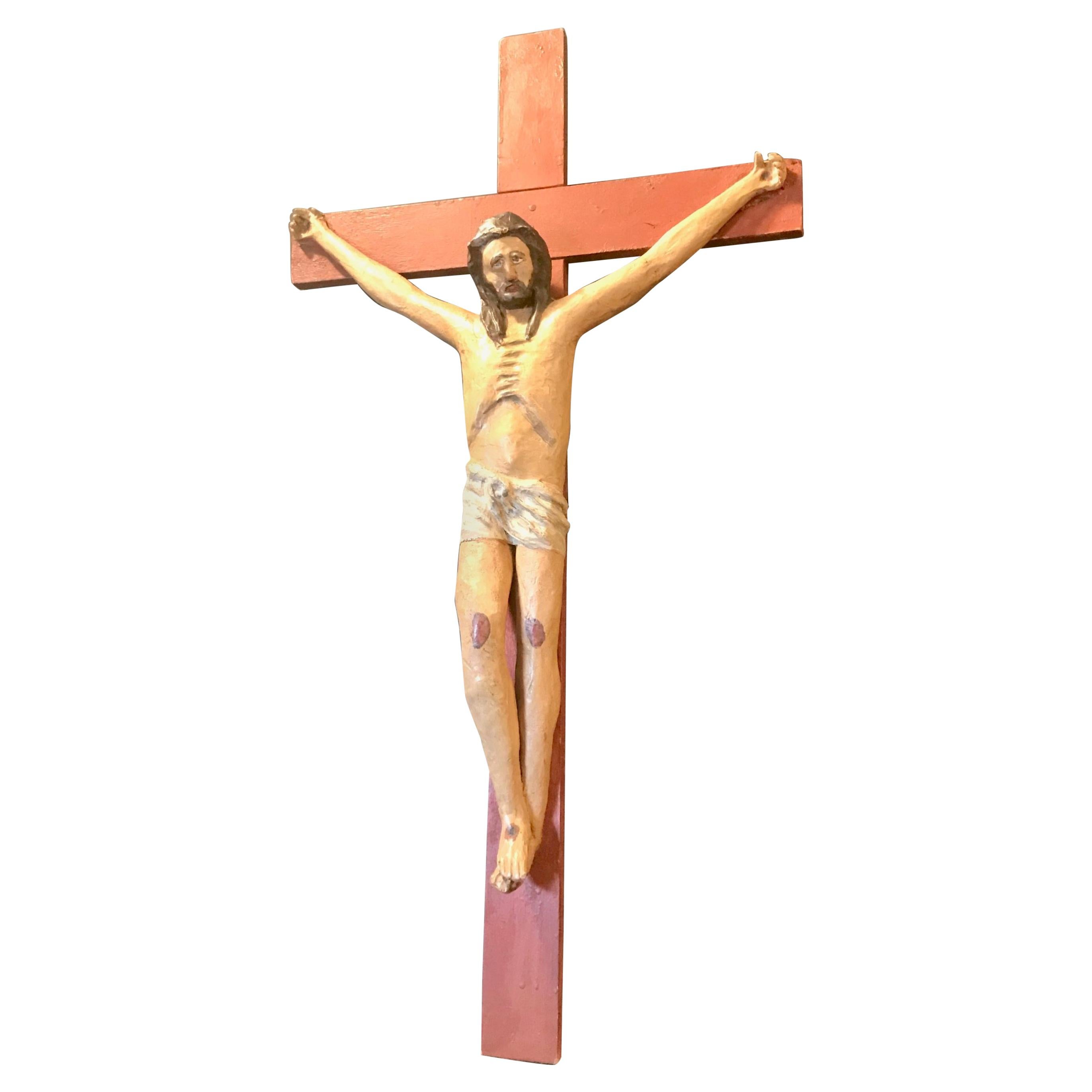 New Mexico Carved Crucifix, Circle of Jose Benito Ortega