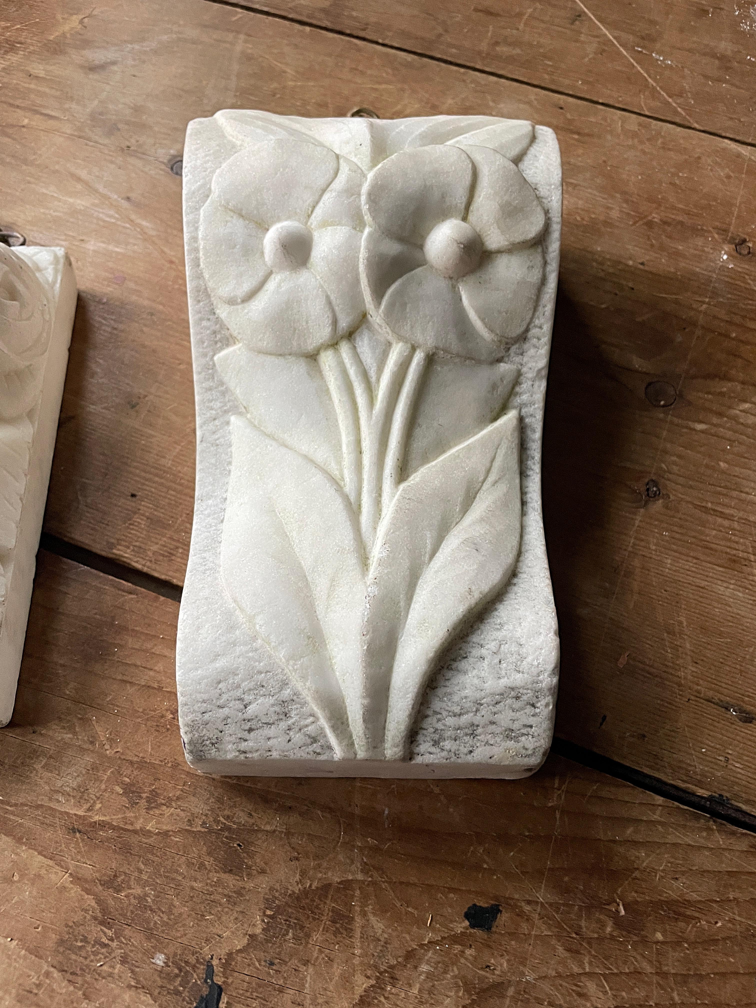 Late 19th & Early 20th C Pair of Marble Architectural Decorative Elements 1
