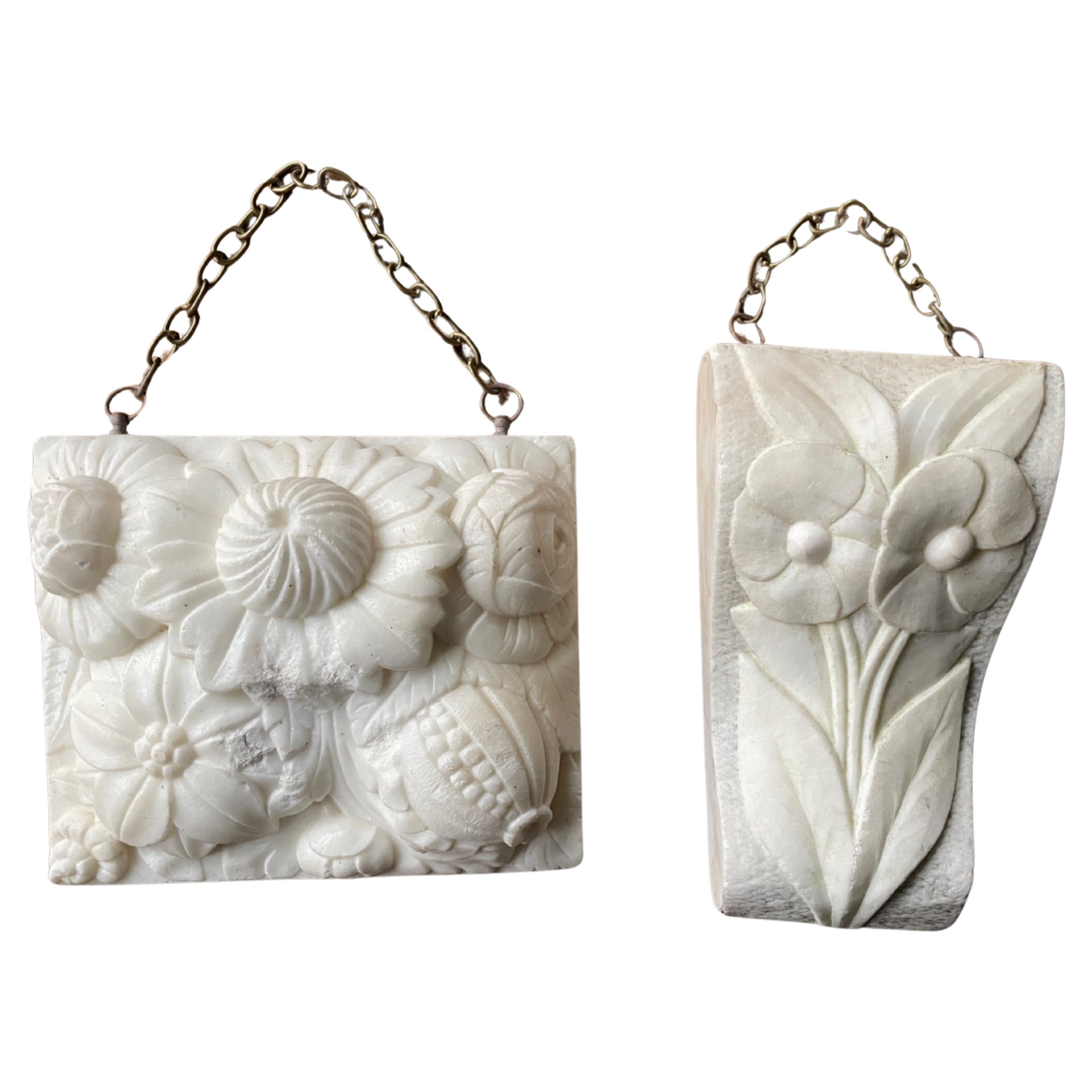 Late 19th & Early 20th C Pair of Marble Architectural Decorative Elements  For Sale