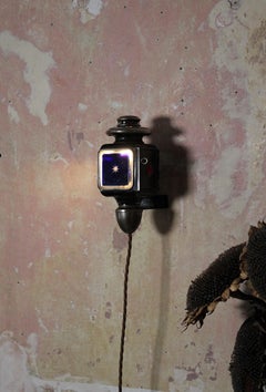Late 19th Early 20th C Phares French Pair Stained Glass Car Lamps Wall Sconces