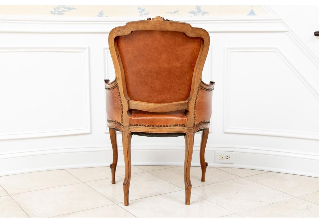 Late 19th-Early 20th C. Set of 14 French Leather Upholstered Dining Chairs For Sale 7