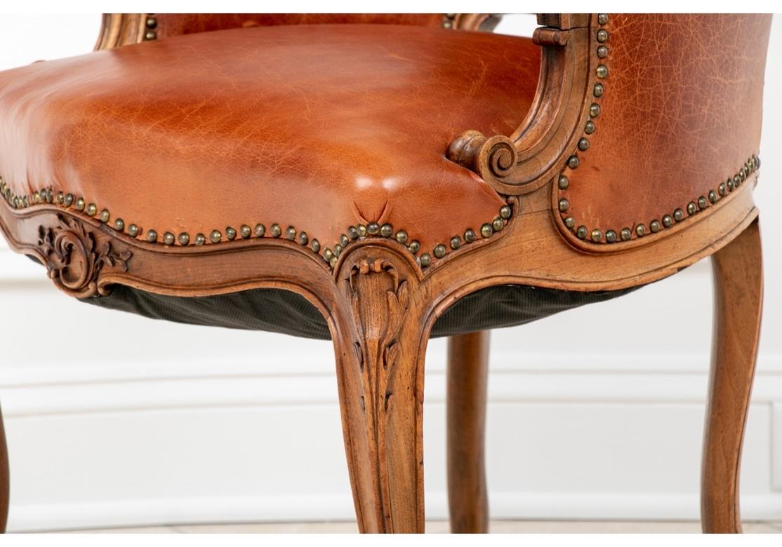 Late 19th-Early 20th C. Set of 14 French Leather Upholstered Dining Chairs For Sale 8