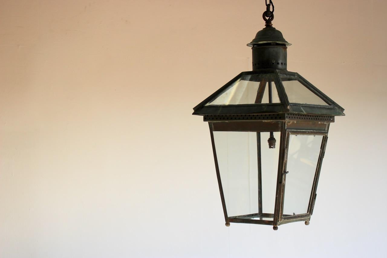 Late 19th-Early 20th Century English Copper Lantern For Sale 1