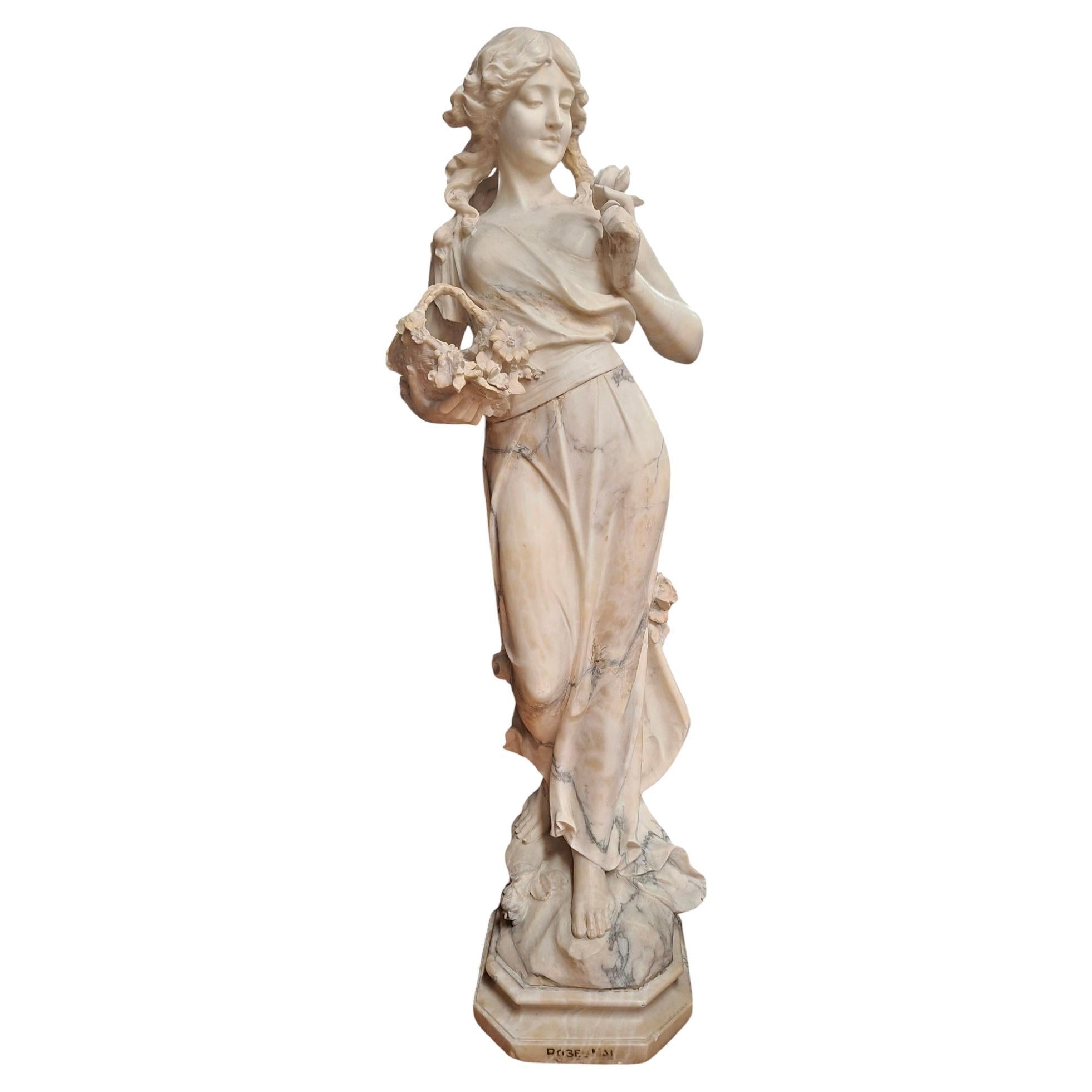 Late 19th-Early 20th C. French Alabaster Statue