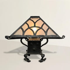 Late 19th/Early 20th Century American Arts and Crafts Wrought Iron Lamp