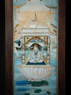 Late 19th / early 20th century Ancient Indian reversed-glass painting of Lakshmi