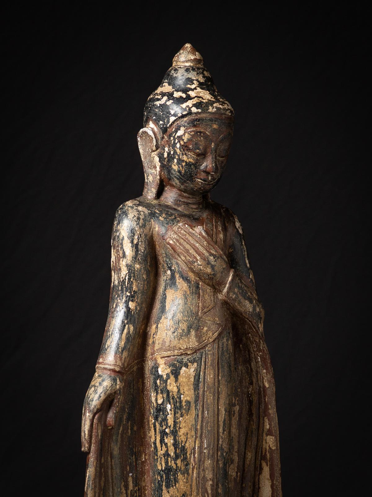 Fin 19e / début 20e siècle Bouddha birman debout en grès ancien en vente 10