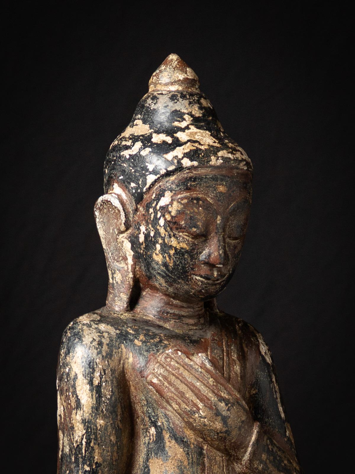 Fin 19e / début 20e siècle Bouddha birman debout en grès ancien en vente 11