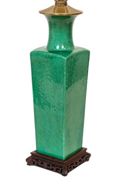 Late 19th-Early 20th Century Apple Green Chinese Urn Shaped Table Lamp