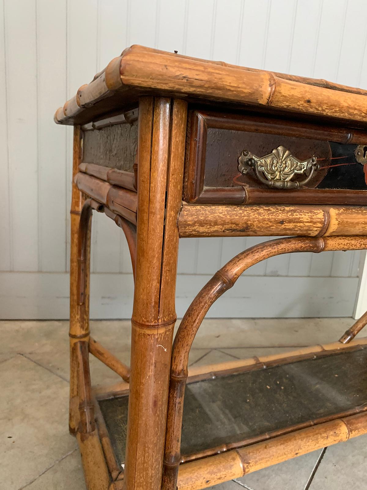 Late 19th-Early 20th Century Bamboo Desk with Leather Top 13