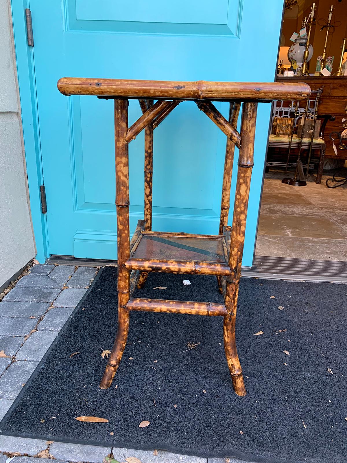 Late 19th-Early 20th Century Bamboo Side Table with Tiered Shelves 10