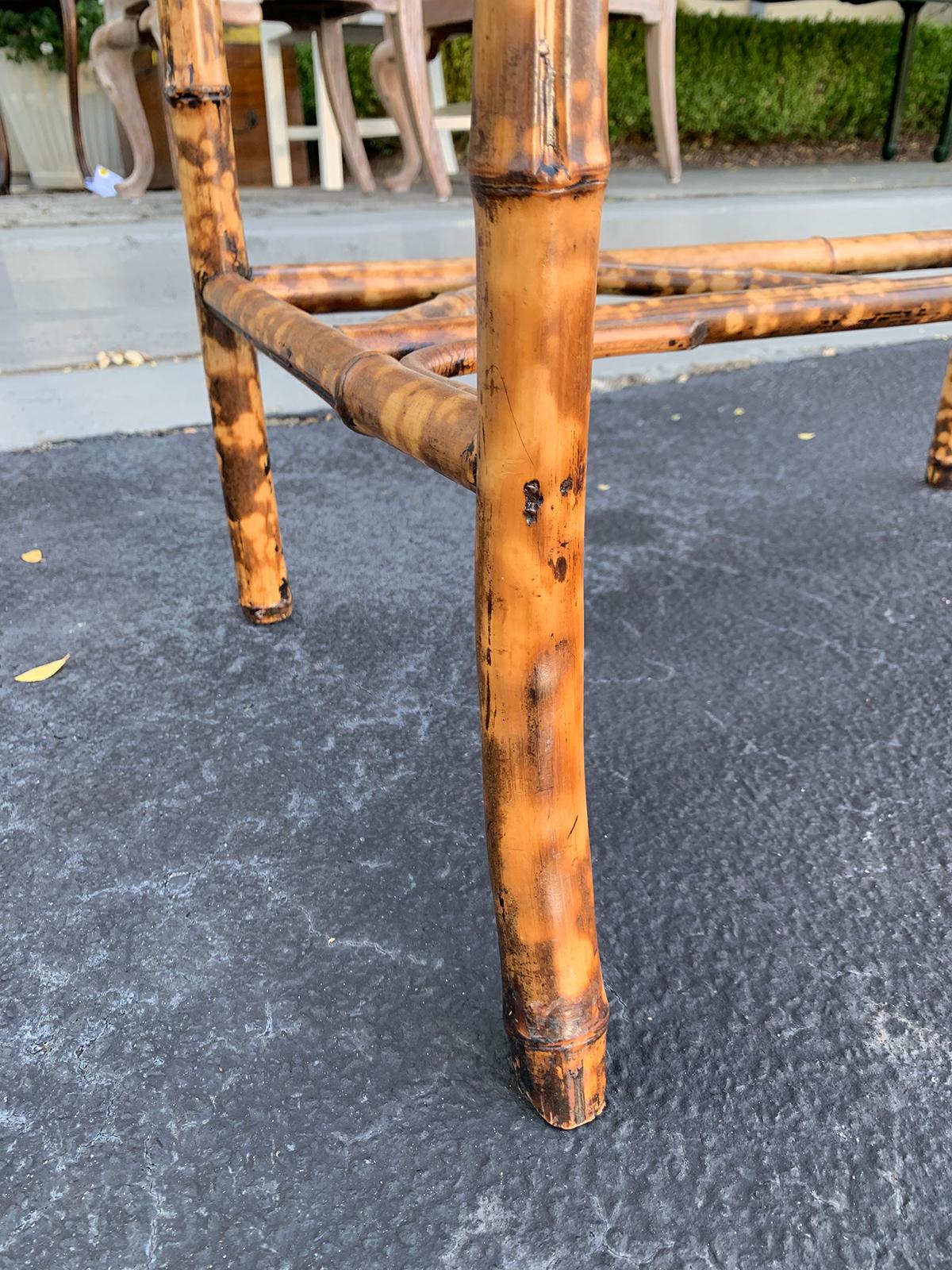 Late 19th-Early 20th Century Bamboo Table with Drawer, Leather Top, circa 1900 6