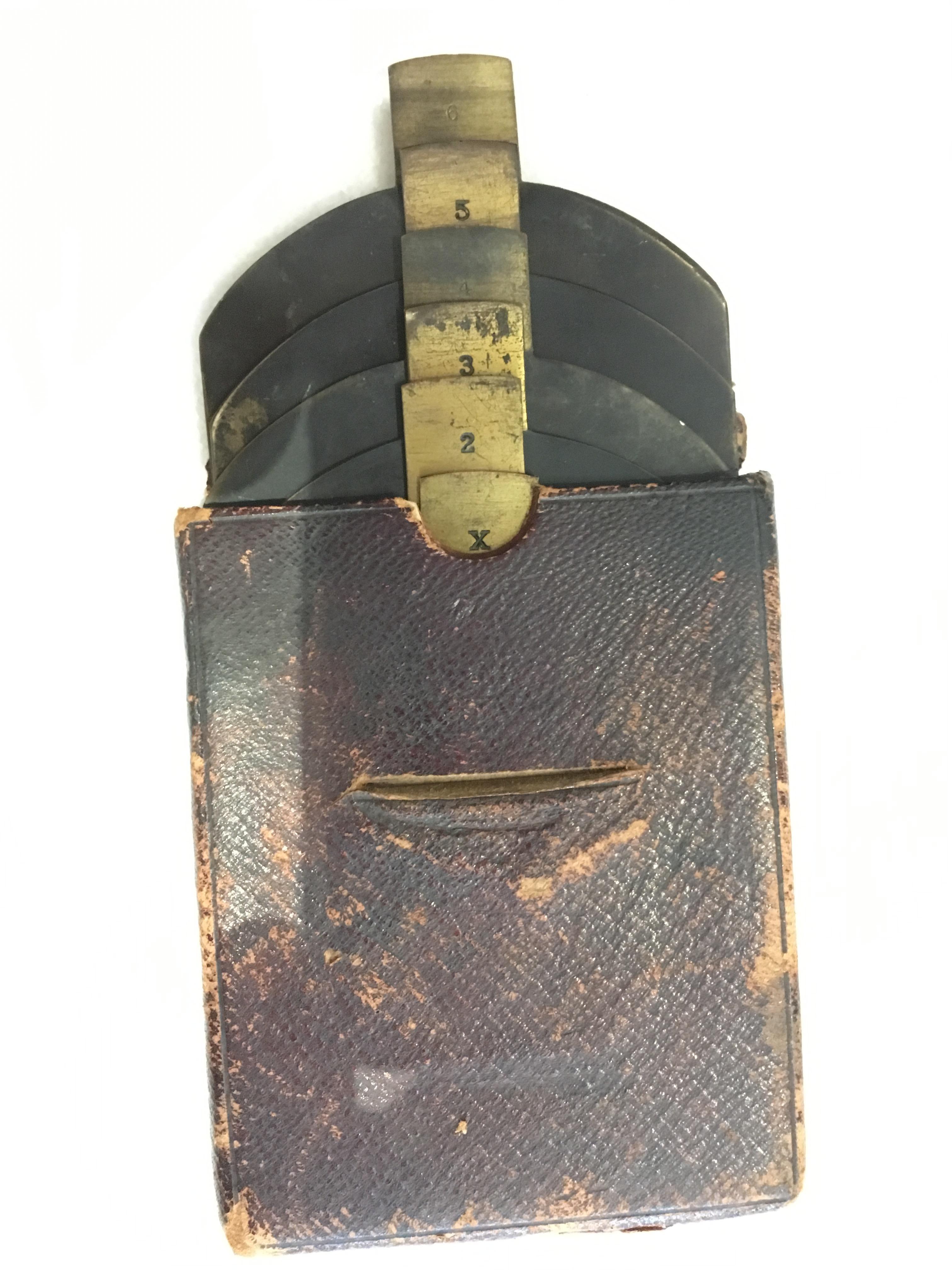 19th Century Late 19th-Early 20th Century Brass Camera Lens with Leather Case