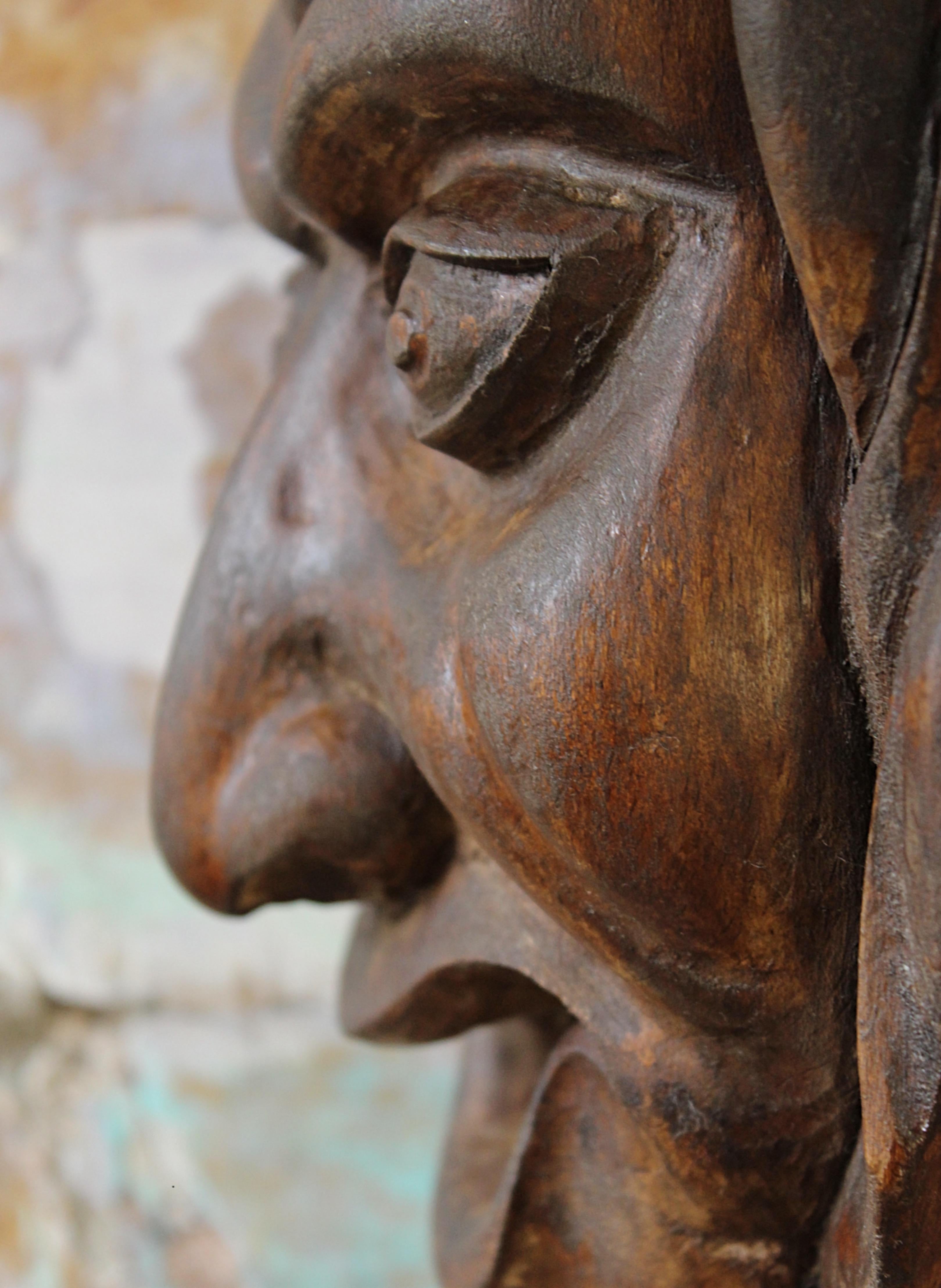 Fin 19e/début 20e siècle Masque de diable Hannya Noh sculpté Curio  en vente 4