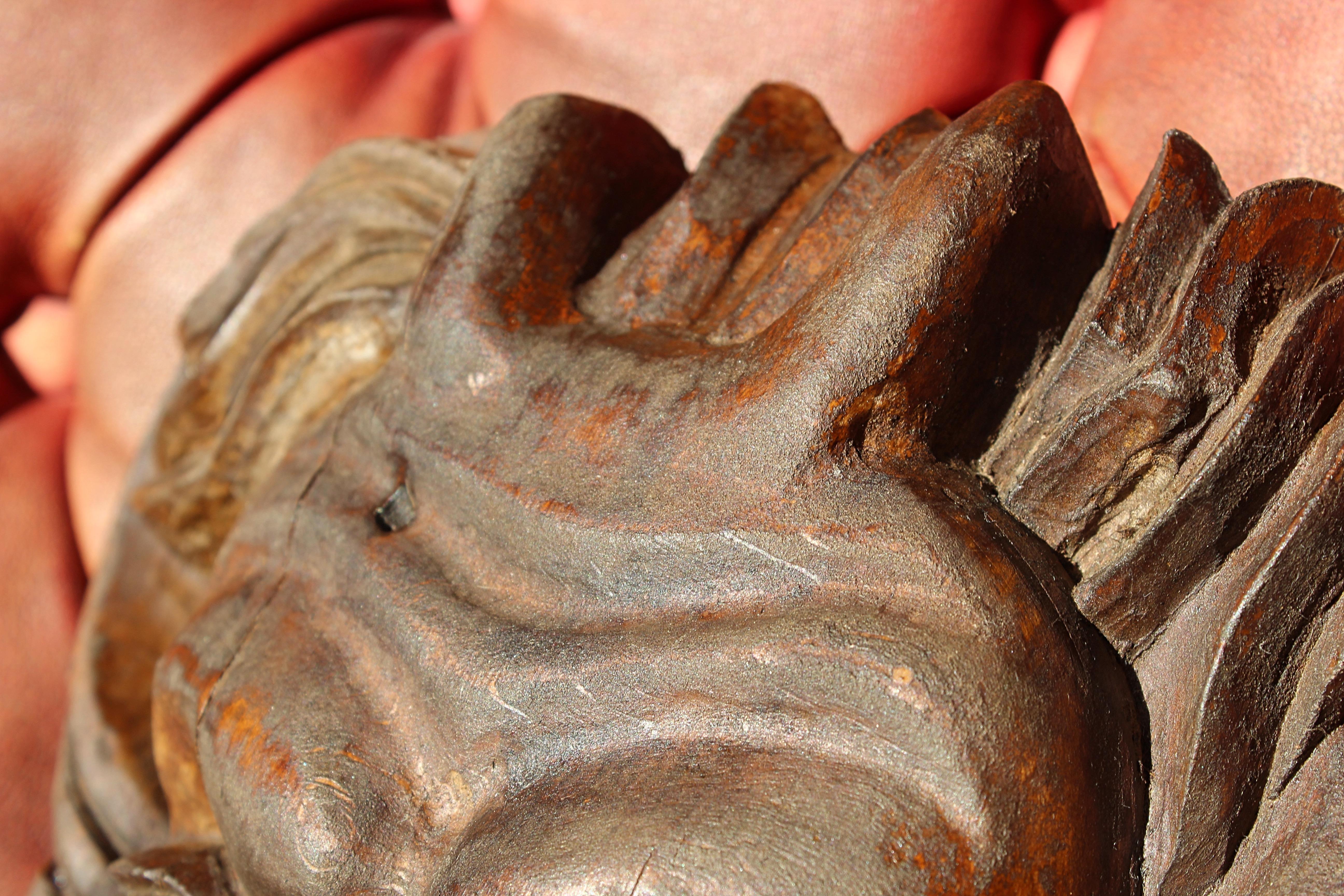 Sculpté à la main Fin 19e/début 20e siècle Masque de diable Hannya Noh sculpté Curio  en vente