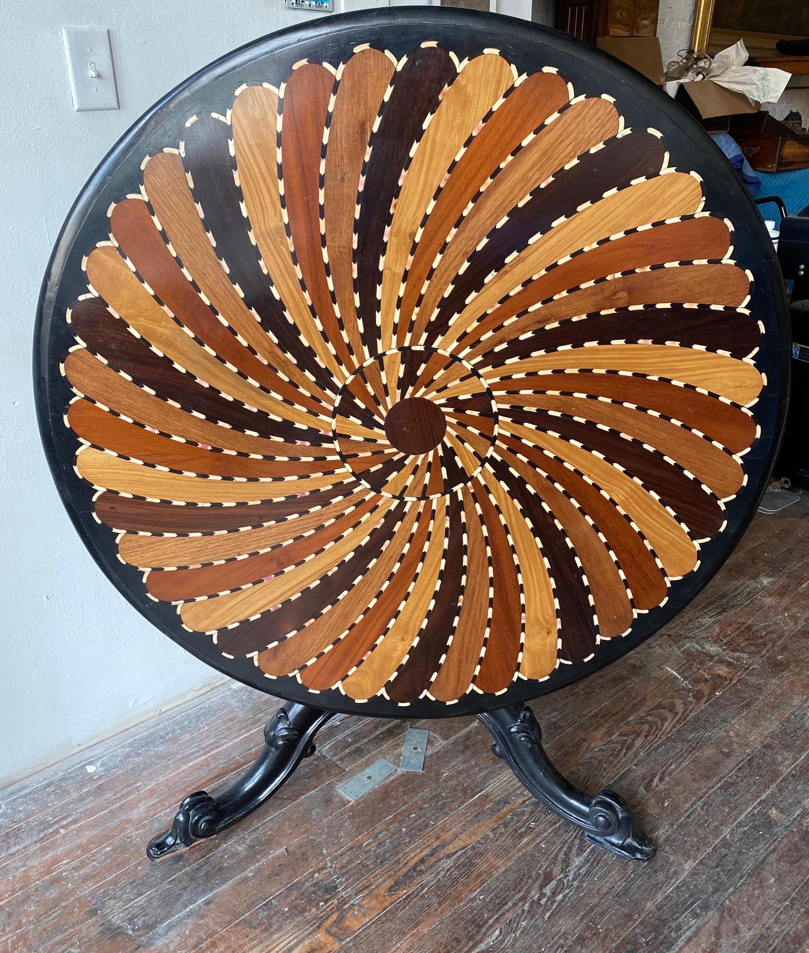 Anglo-Indian Late 19th- Early 20th Century Ceylonese Bone Inlaid Specimen Table For Sale