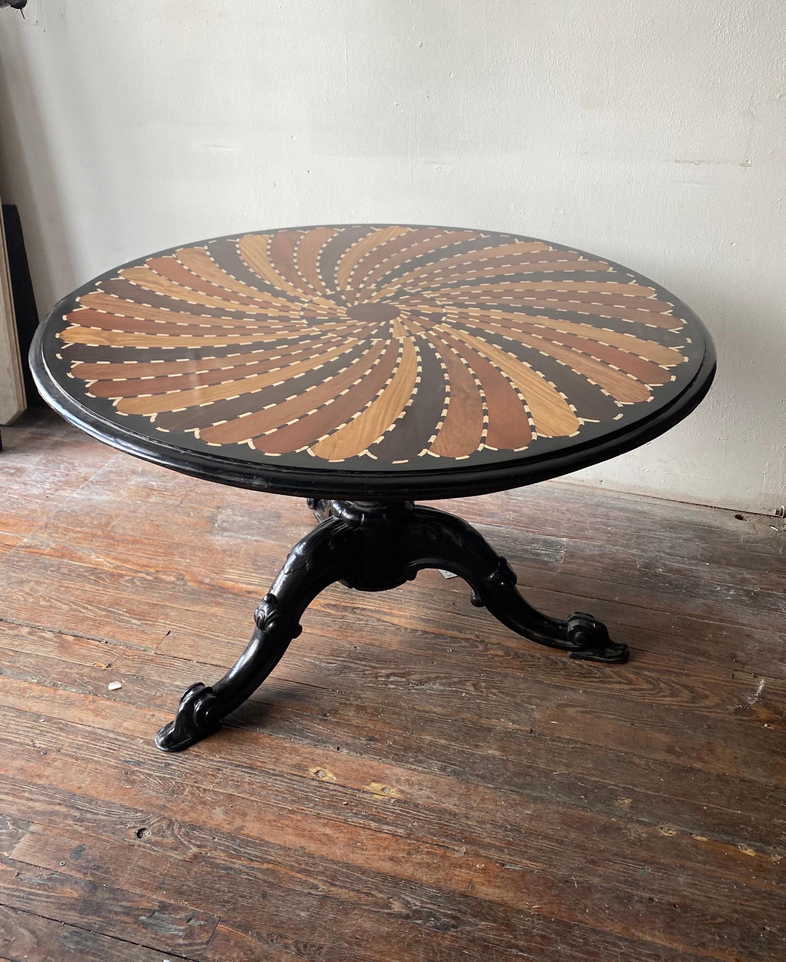 Wood Late 19th- Early 20th Century Ceylonese Bone Inlaid Specimen Table For Sale