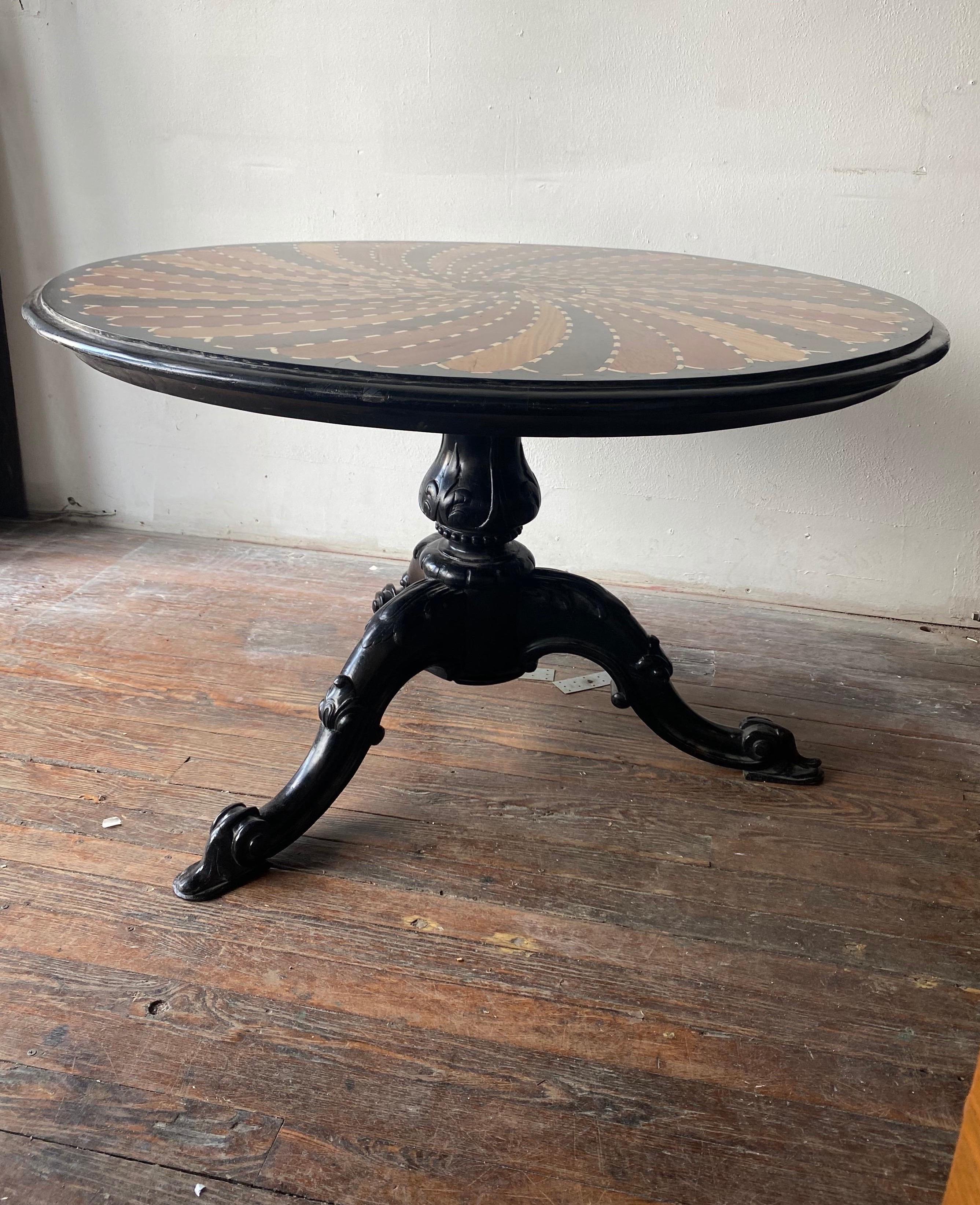 Late 19th- Early 20th Century Ceylonese Bone Inlaid Specimen Table For Sale 1