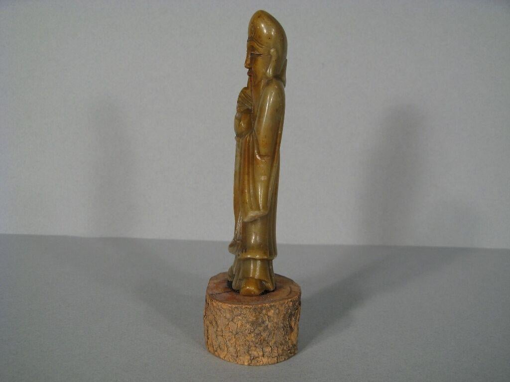 Late 19th/Early 20th Century Chinese Soapstone Sage Figurine -1Y43 5