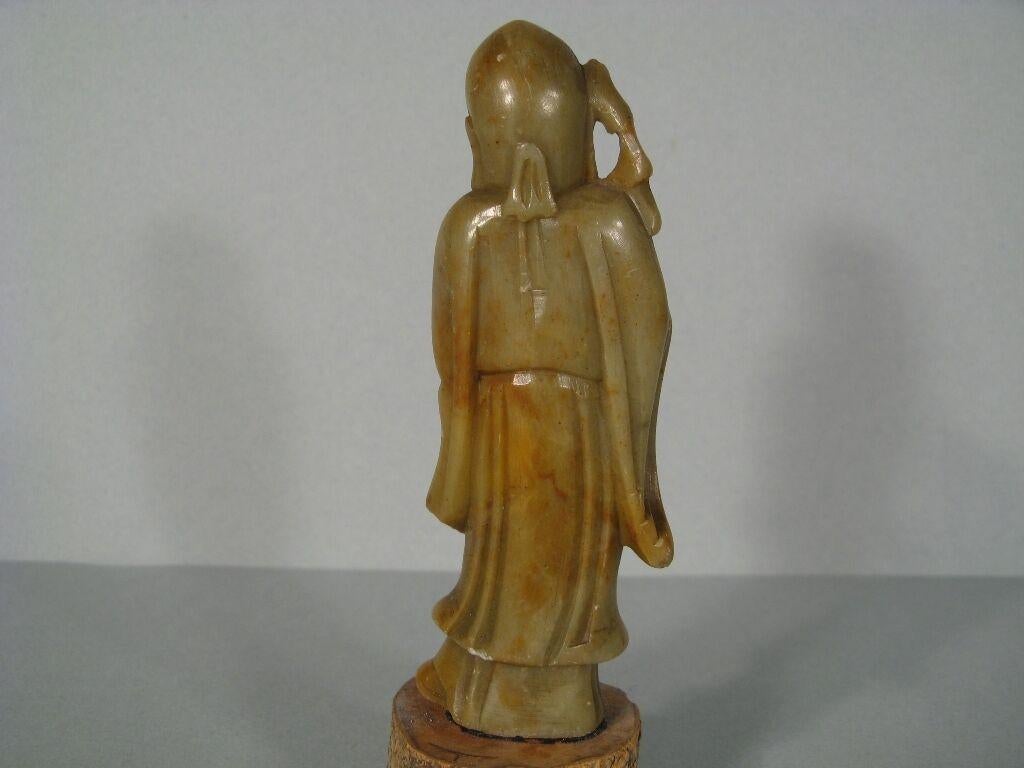 French Late 19th/Early 20th Century Chinese Soapstone Sage Figurine -1Y43