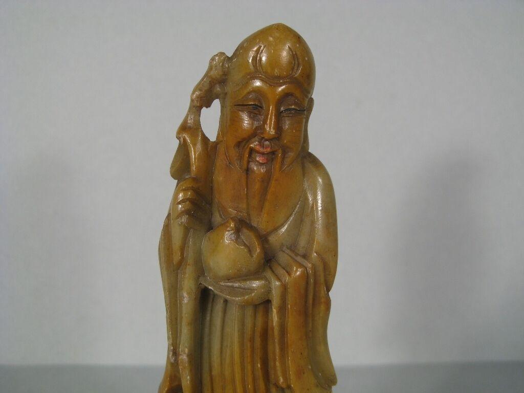 Late 19th/Early 20th Century Chinese Soapstone Sage Figurine -1Y43 In Good Condition In Bordeaux, FR