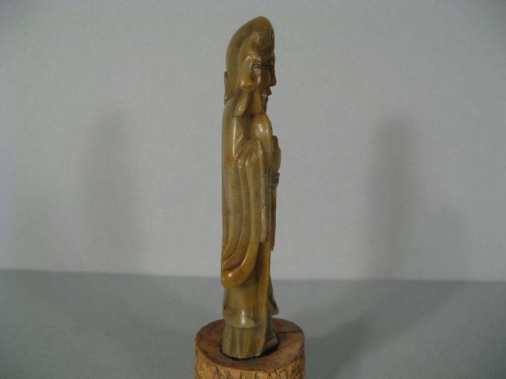 19th Century Late 19th/Early 20th Century Chinese Soapstone Sage Figurine -1Y43
